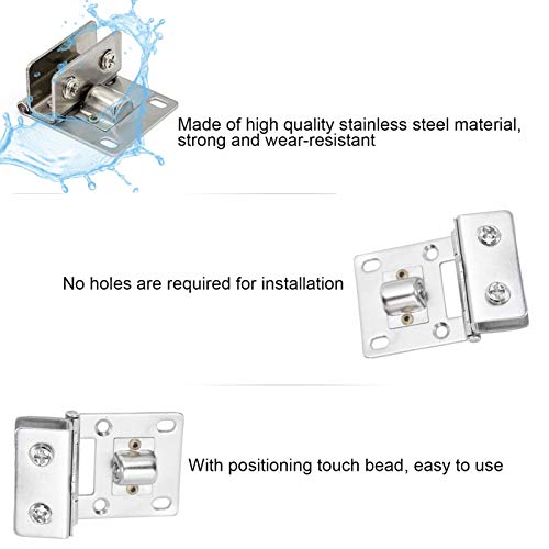 EVTSCAN Bisagra para puerta de vidrio, bisagra de acero inoxidable para puerta de vidrio Clip de sujeción sin perforaciones para puertas de vidrio para vitrinas vitrinas para vino