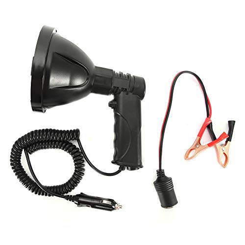 EVTSCAN Linterna LED de Alto Brillo, 30 W, 12 V, Foco portátil de Mano, Reflector, Alcance de la antorcha, 800 m con Cargador de Coche para Acampar y Explorar al Aire Libre