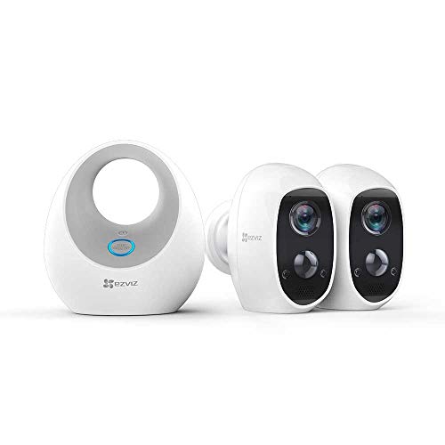 EZVIZ WiFi 1080p Cámara con Batería de Vigilancia Exterior/Interior, IP FHD Cámara de Seguridad Inalámbrica con Visión Nocturna, Audio Bidireccional, 5500mAh Recargable, Compatible con Alexa, C3A Duo