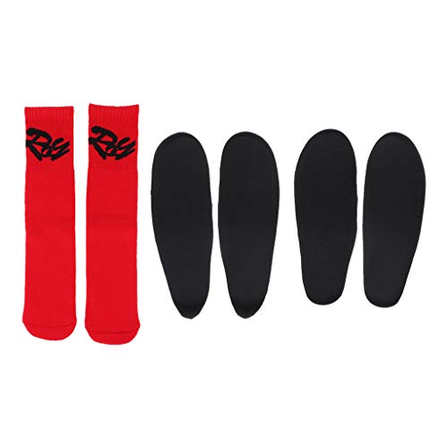 F Fityle 4X Plantillas de Patines en Línea Ortopédicas Almohadillas de Patines + 2X Calcetines de Algodón para Deportes de Invierno Entrenamiento de Esquí - Rojo, M