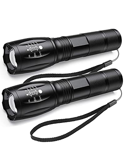 FAGORY Linterna LED Alta Potencia - Mini Potentes 2000 Lúmenes Antorcha de Mano, 5 Modos, Zoomable, para Ciclismo Camping Montañismo [2 Paquetes]