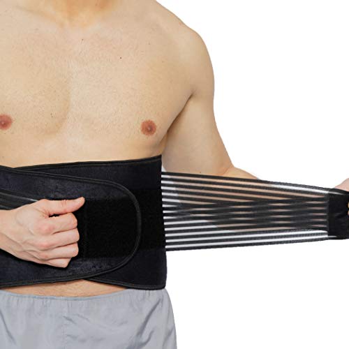 Faja lumbar de neopreno con tiras dobles de compresión - Sujeción para la parte baja de la espalda - Marca Neotech Care (Negro, S)