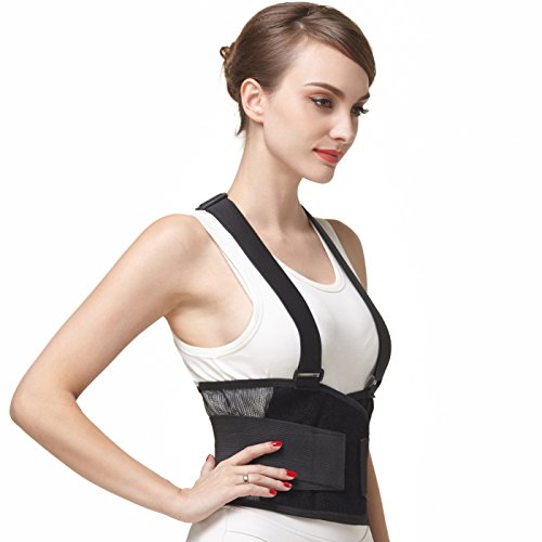 Faja para la espalda con tirantes, apoyo lumbar, cinturón de culturismo / halterofilia, entrenamiento, seguridad en el trabajo y postura - Marca Neotech Care (Talla XXL)