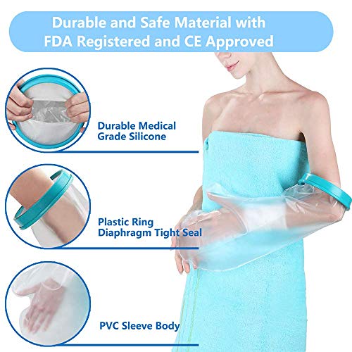 Fasola Protector de Escayola Brazo Impermeable, Funda Escayola Adultos Para Dedo, Palma, Mano, Brazo, Muñeca, Funda Escayola Mantener Seco al Ducharse o Bañarse