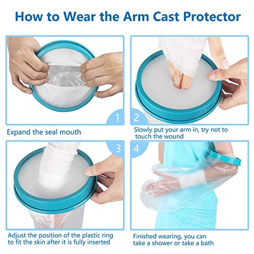 Fasola Protector de Escayola Brazo Impermeable, Funda Escayola Adultos Para Dedo, Palma, Mano, Brazo, Muñeca, Funda Escayola Mantener Seco al Ducharse o Bañarse