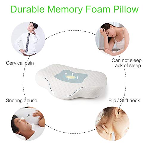 FayTun Almohada Cervical, Almohada Ergonómica con Memoria de Forma para Dormir de Lado/Espalda, Almohada Cervical con Funda Antiácaros y Transpirable para Soporte de Cabeza, Cuello y Hombro