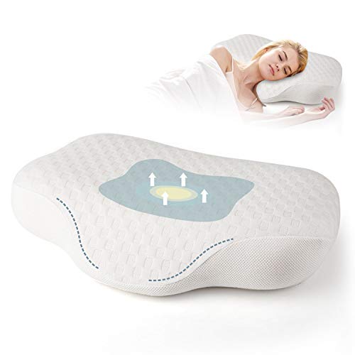 FayTun Almohada Cervical, Almohada Ergonómica con Memoria de Forma para Dormir de Lado/Espalda, Almohada Cervical con Funda Antiácaros y Transpirable para Soporte de Cabeza, Cuello y Hombro