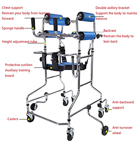 FBRNYQPM Caminador para Ancianos y Minusvalidos, Adulto Axila Doble Andador for Ancianos Minusválido Andadores Hemiplejia Miembros Inferiores Caminar Rehabilitación Formación Bastón, 8 Ruedas