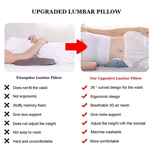 FC Fancy Cojín lumbar para dormir, cojín lumbar 3D, para la parte inferior de la espalda, para la ciática, alivio del dolor, para la cama, para dormir de lado, espalda y boca abajo