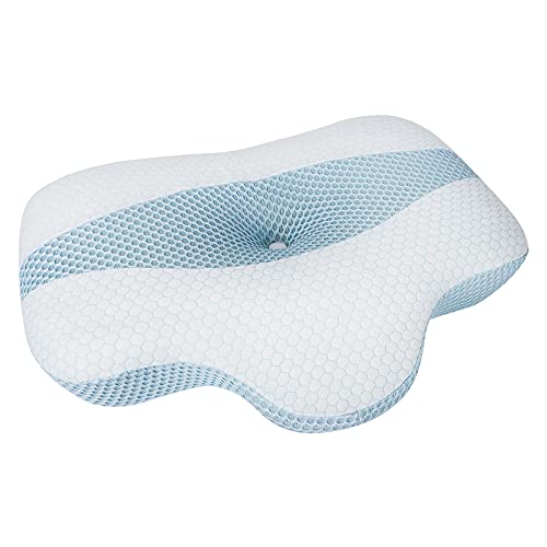 Feagar Almohada Cervical para Dormir，Alomohada para Dormir de Lado,Cojines para Cama, Almohada Ortopédica para Problemas Cervicales, Alivio Moletias del Cuello (Azul)