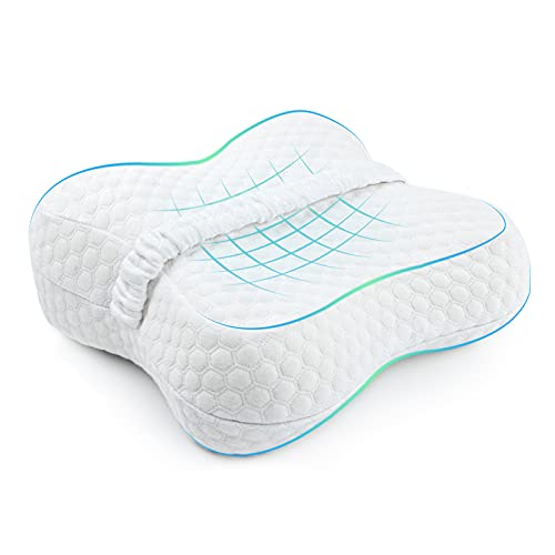 Feagar Almohada Piernas para Dormir de Lado, Almohada de Rodillas con Correa Elástica, Almohada Ortopédica para Dolor de Cadera, Rodilla y Espalda, Almohada Ergonómica Espuma de Memoria Viscoelástica