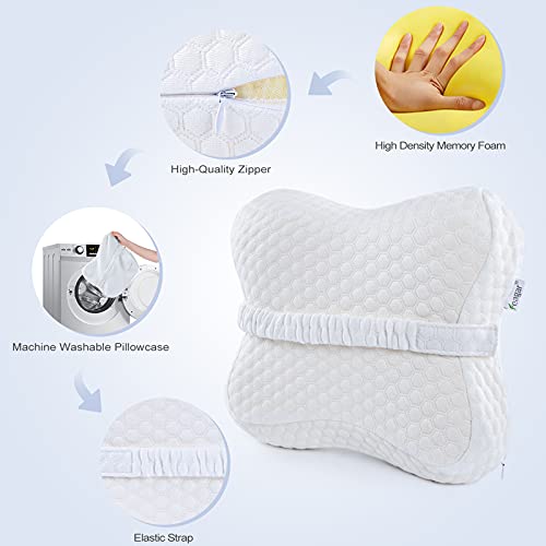 Feagar Almohada Piernas para Dormir de Lado, Almohada de Rodillas con Correa Elástica, Almohada Ortopédica para Dolor de Cadera, Rodilla y Espalda, Almohada Ergonómica Espuma de Memoria Viscoelástica