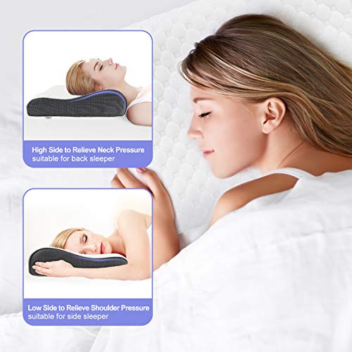 Feagar Almohada Viscoelástica para Cuello -Almohada Cervical para Domir, Almohadas Arca para Apoyo Cervical para Personas Que Duermen de Lado y de Espaldas (49.5*29.5)