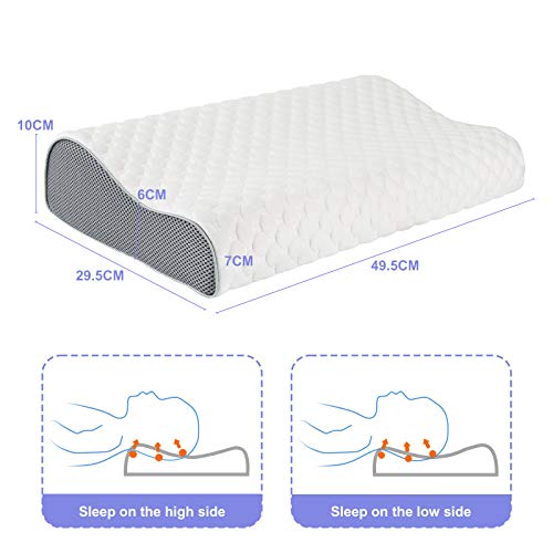 Feagar Almohada Viscoelástica para Cuello -Almohada Cervical para Domir, Almohadas Arca para Apoyo Cervical para Personas Que Duermen de Lado y de Espaldas (49.5*29.5)