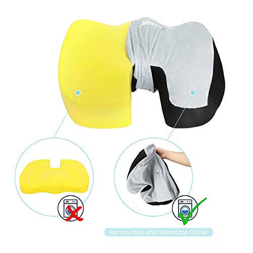 Feagar Cojin Coxis para Silla- Cojín para Asientos Coche,Cojines para Sillas,Cojín Antiescaras con Funda Respirable -Cojin Silla para Aliviar el Dolor y la Tension Muscular, Gris