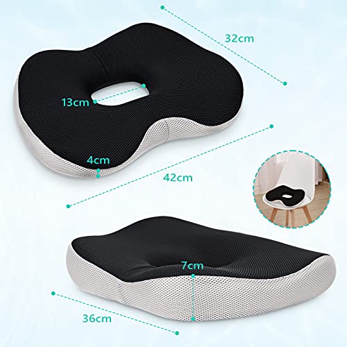 Feagar Cojín Donut Silla Oficina-Cojín Asiento Viscoelástico para Hemorroides, Presión de Coxis, Pilotes, Cóccix y Alivio del Dolor - Almohadilla Ortopédica para Asiento de Coche, Silla de Ruedas