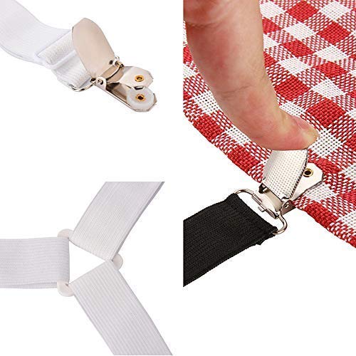 Felly 4 Piezas Sujetadores para Sábanas Ajustables Elásticos Correas Cama Clips para Sábana Bajera Fundas de Colchón Sofá (Blanco)