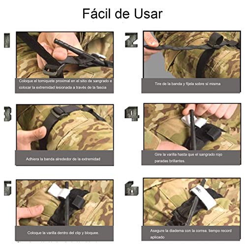 Feloyal Torniquete Tactico Accesorios Kit de Emergencia de Caza y Senderismo, para Exteriores Emergencias Graves y el Control de la Pérdida de Sangre Senderismo