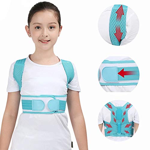 FENXIXI Niños Ajustables Postura Corrector Trasero Cinturón de Soporte para niños Corsé ortopédico para niños Espalda Espalda Lumbar Hombro Sujetadores Salud (Color : Blue, Size : Small-S)