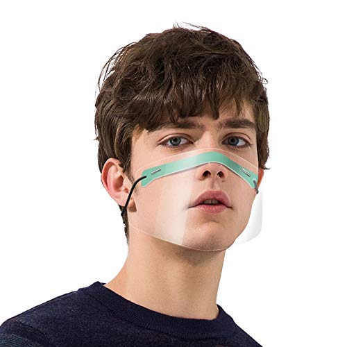 FEOYA - Visera Facial Transparente Hombre Mujer Boca Abierta 5 Pcs Cubierta de Plástico Pantalla Protectora Adulto para Cocina Restaurante Comida