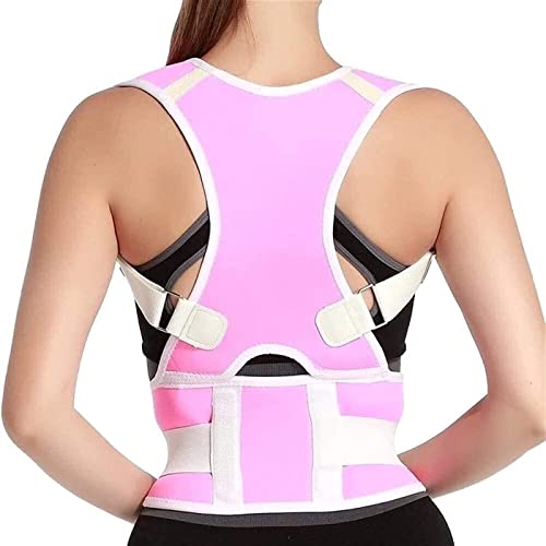 FETTR Corrector de Postura de Espalda para Hombres y Mujeres, con Correas Ajustables Dobles para aliviar el Dolor de Espalda y el estrés, cinturón de Soporte Lumbar (Color: Rosa, Tamaño: Grande)