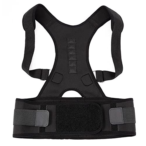 FETTR Invierno Terapia magnética ortopédica Invisible Soporte para la Espalda Cinturón Corrector de Postura Hombro Columna Vertebral Faja Corsé Enderezadora Brace (Color: Negro, Tamaño: Grande)