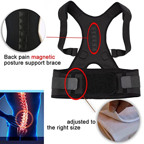 FETTR Invierno Terapia magnética ortopédica Invisible Soporte para la Espalda Cinturón Corrector de Postura Hombro Columna Vertebral Faja Corsé Enderezadora Brace (Color: Negro, Tamaño: Grande)