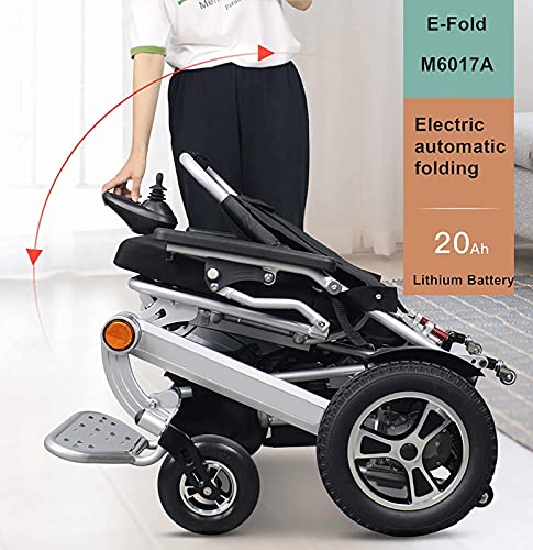 FGVDJ Aluminio Cadeira De Rodas Eletrica Silla De Ruedas Electrica Silla De Ruedas Eléctrica Portátil Ligera Plegable Automática, Silla De Ruedas Eléctrica Doble Lige