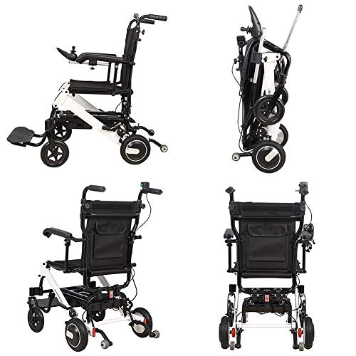 FGVDJ Silla de Ruedas eléctrica Plegable Inteligente, Ligera, automática, aleación de Aluminio, para discapacitados, Scooter para Personas Mayores, Ligero y cómodo