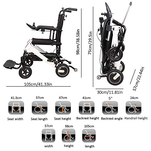 FGVDJ Silla de Ruedas eléctrica Plegable Inteligente, Ligera, automática, aleación de Aluminio, para discapacitados, Scooter para Personas Mayores, Ligero y cómodo