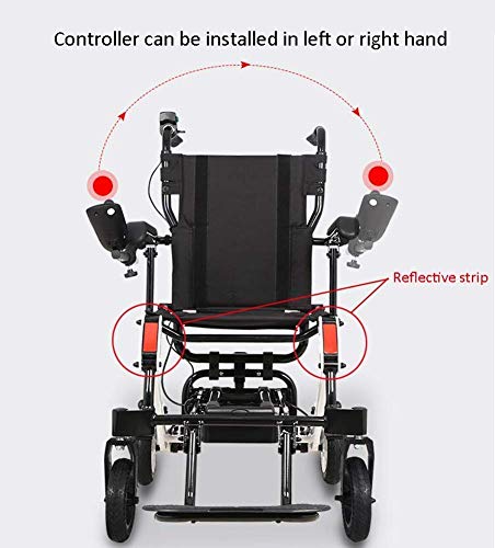 FGVDJ Silla de Ruedas eléctrica Plegable Inteligente, Ligera, automática, aleación de Aluminio, para discapacitados, Scooter para Personas Mayores, Ligero y cómodo