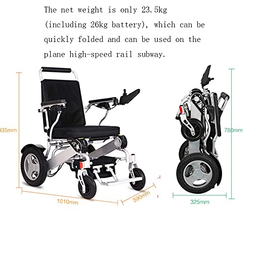 FGVDJ Silla de Ruedas eléctrica Plegable y Liviana Sillas de Ruedas eléctricas portátiles 250 W * 2 Scooter de Ayuda de Movilidad de Motor Doble Control Inteligente d