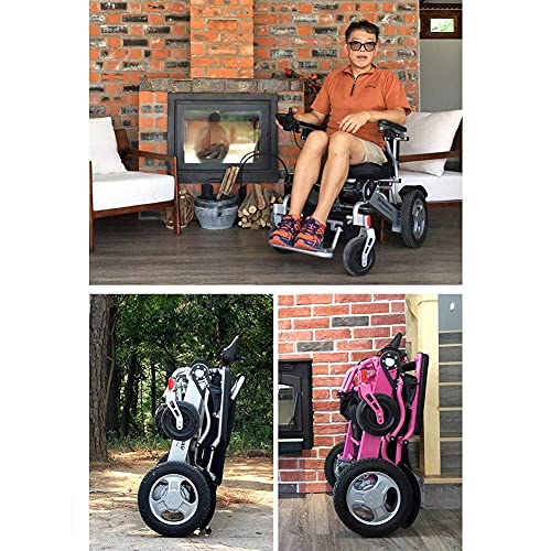 FGVDJ Silla de Ruedas eléctrica Plegable y Liviana Sillas de Ruedas eléctricas portátiles 250 W * 2 Scooter de Ayuda de Movilidad de Motor Doble Control Inteligente d