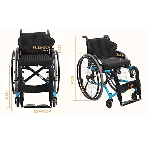 FGVDJ Sillas de Ruedas Deportivas 10,7 kg Lghtweight Plegable Ergonómico Cómodo reposabrazos Reposapiernas basculante 100 kg Soporte de Carga , Ancho del Asiento 36/38