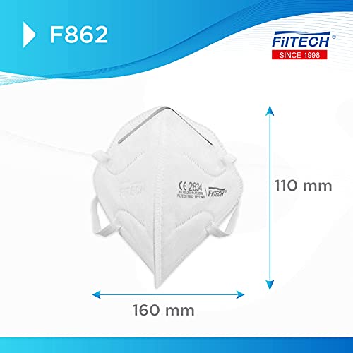 Filtech Mascarilla FFP2 F862 | 20 Unidades | Certificado Europeo CE 2834 | Homologadas | 5 capas de protección | NR Desechables