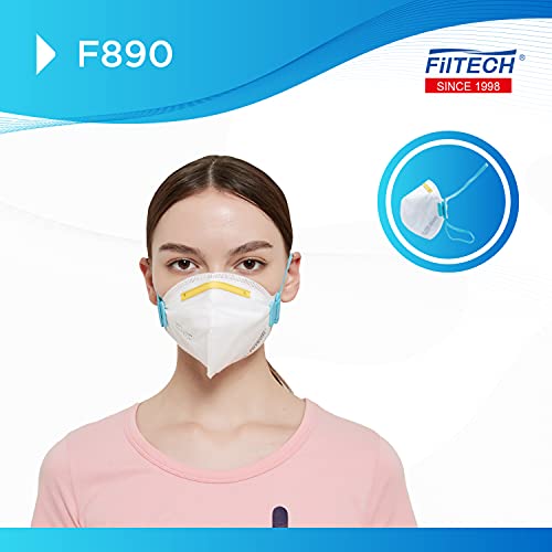 Filtech Mascarillas FFP3 F890 | CALIDAD HOSPITALARIA | Certificado Europeo CE 2163 | Homologada | 6 Capas de protección | >99% Filtración | NR Desechables | Blancas (x10 L)