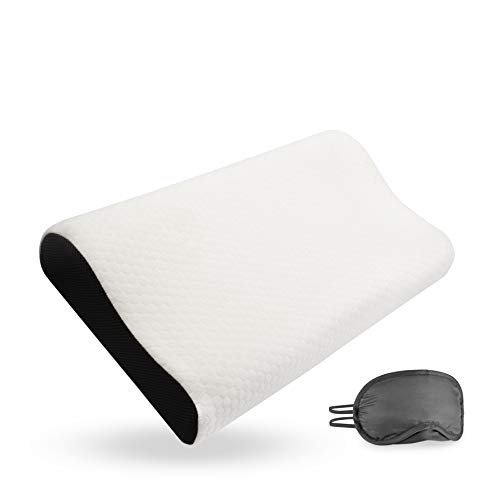 FILUMM Almohada Visoelástica Cervical con Altura Ajustable, Reduce Dolor de Cuello, Lumbar y Espalda, Espuma con Memoria, Cojín Ergonómico y Terapéutico, Corrige Postura, con Antifaz para Dormir