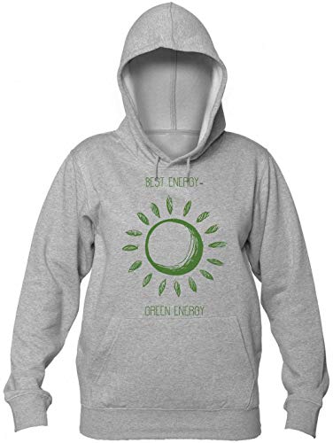 Finest Prints Best Energy - Green Energy Green Sun Shinning Renewable Resources Clean Energy Water Wind and Sun Sudadera con Capucha para Mujer Large