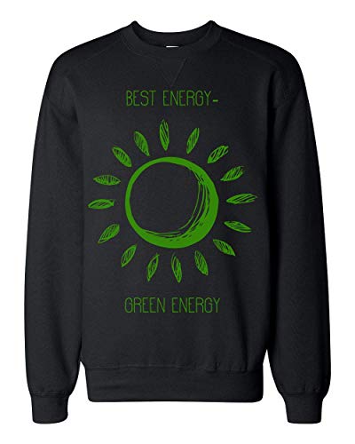 Finest Prints Best Energy - Green Energy Green Sun Shinning Renewable Resources Clean Energy Water Wind and Sun Sudadera Unisex Large