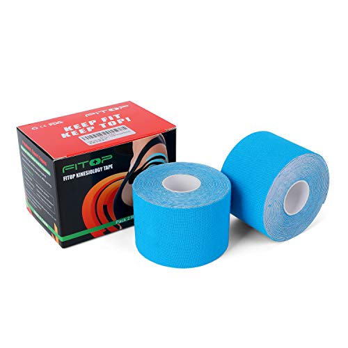 FITOP Cinta de Kinesiología 2 Rollos de 5 m x 5 cm (Azul)