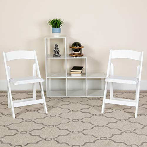 Flash Furniture Hercules ™ Blanco Madera Plegable Silla con Asiento Acolchado, Blanco, 4 Unidades