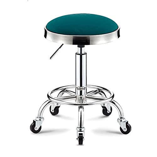 FMHCTN Taburete de Oficina Giratorio de Altura Ajustable, Taburete de salón, taburetes de Dibujo, Silla con Ruedas y Asiento Redondo más Ancho para SPA médico, Esteticista, Estudio, Verde