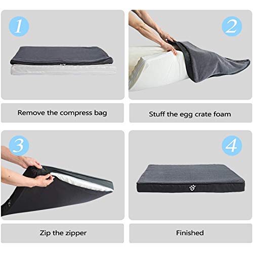 FRISTONE Cama ortopédica para Perros pequeños, medianos y Grandes, colchón para Perros Lavable, Almohada de Espuma en Forma de Caja de Huevos con Funda extraíble,XXL Negro