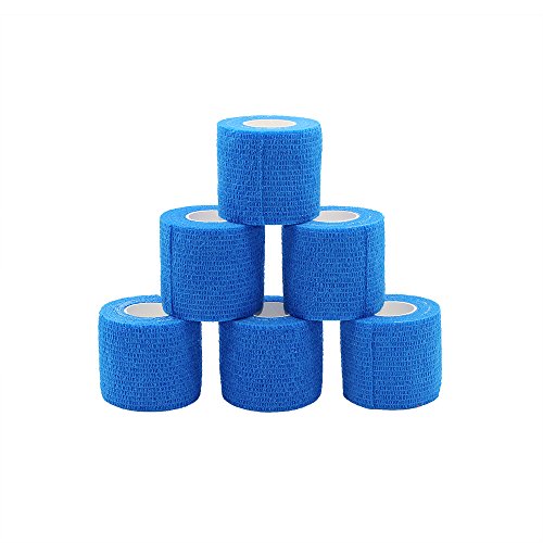 fuluning vendaje cohesivo vendaje adhesivo rollo Flexible vendaje deportivo no tejido cohesivo cinta azul 5 cm Pack de 6 rollos