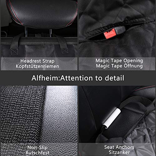 funda de asiento vehicular adaptable al animal mascota, funda de asiento anti-desgaste Alfheim adaptable al animal mascota, montada en los asientos de fila trasera vehicular, está equipada con la ancl