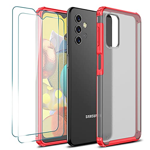 Funda Militar Grado Compatible con Samsung Galaxy A32 5G Carcasa Anti Choque Proteccion Cover, Micro-Mate PC Duro Atrás Flexible Silicona TPU Suave Translúcido Case, Rojo