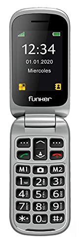 Funker C75 EASY COMFORT - Teléfono Móvil con Tapa, Fácil Uso para Personas Mayores con Botón SOS y Base Cargadora, color Negro