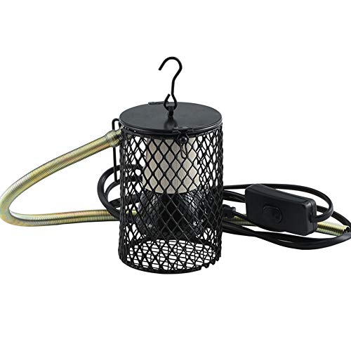 FurPaw Lámpara de Calor para Reptiles, Lampara Calefacción 100W Bombilla de Ceramica Infrarroja + Cubierta Protectora, Lámparas Térmicas Terrarios para Tortugas Serpiente Pollos Lagartos Camaleones