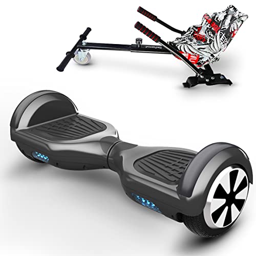 FUSIYU Hoverboard con Silla, Scooter autoequilibrado con Hoverkart 6.5 Pulgadas Hoverboards para niños, con Bluetooth y Altavoz, Regalo para Niños