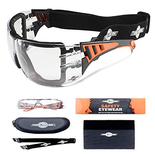 Gafas de Protección ToolFreak Con Transparente Lentes y Relleno de Espuma de Estilo Deportivo Para Hombres y Mujeres | Gafas Protectoras con Lentes y Montura Envolvente y Resistente a los Impactos